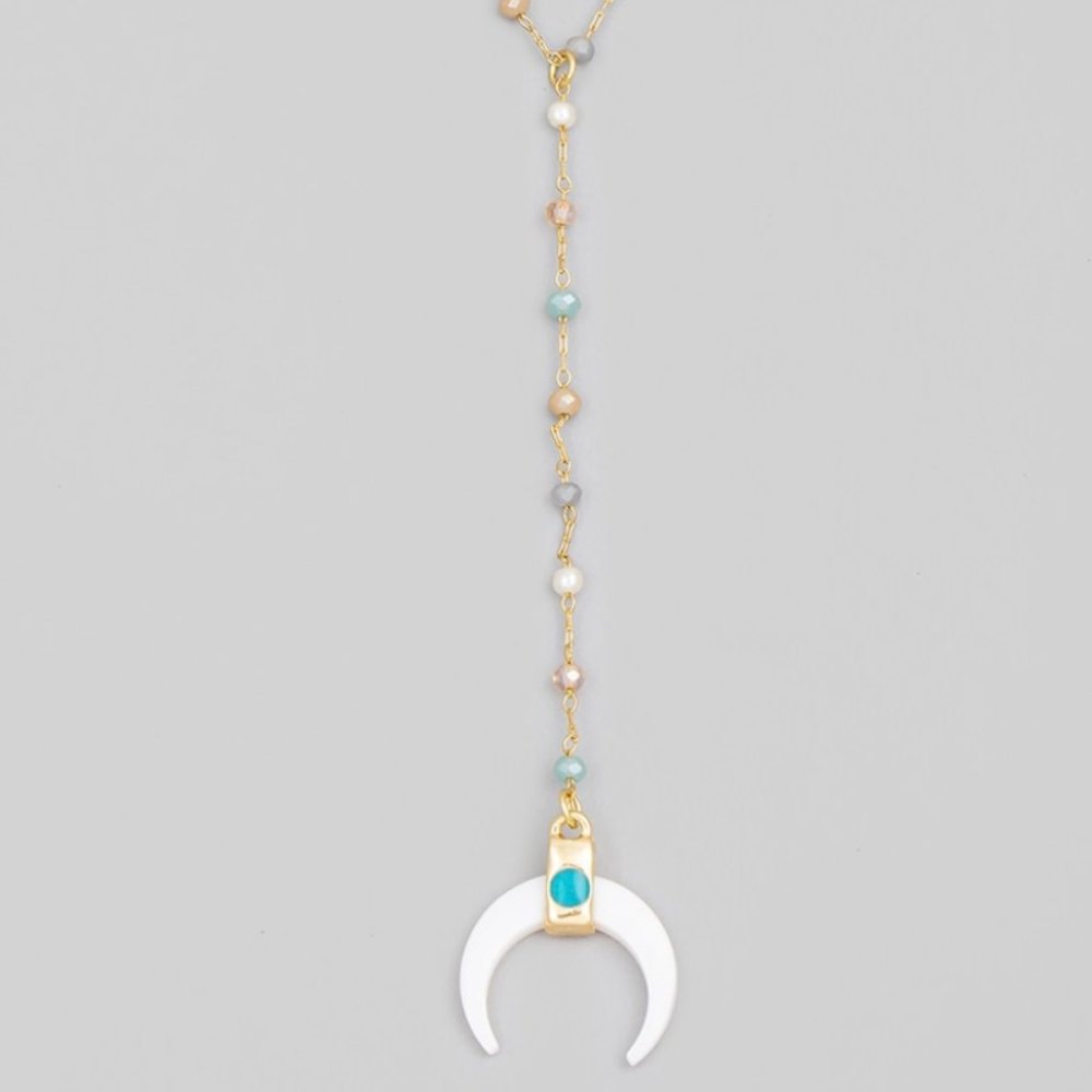 Dainty Chain Beaded Crescent Moon Pe